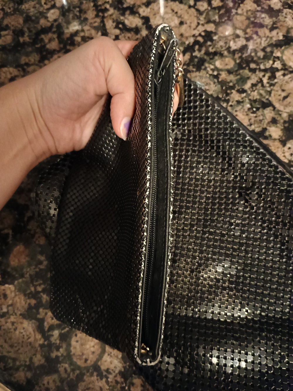 Whiting & Davis Black Mesh Clutch and Wristlet Set - Picture 7 of 8